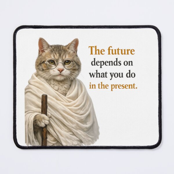 Item preview, Gandhi Inspired Cat Quote Art – The Future Depends on What We Do in the Present designed and sold by Donsean22.