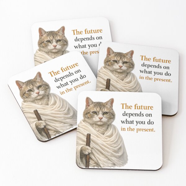 Item preview, Gandhi Inspired Cat Quote Art – The Future Depends on What We Do in the Present designed and sold by Donsean22.
