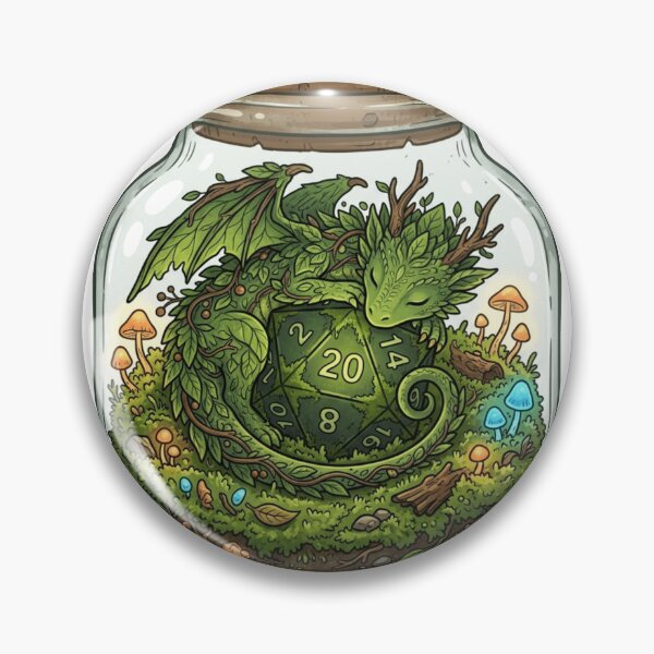 Item preview, D&D Plant Dragon in a Terrarium - Goblincore D20 designed and sold by Retro Mood Co.