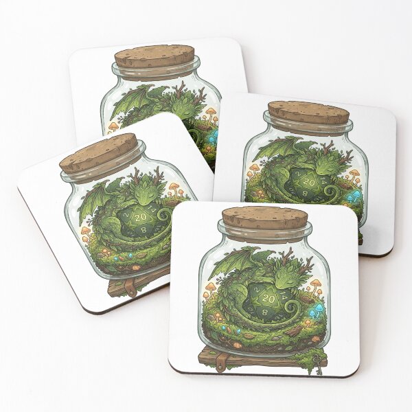 Item preview, D&D Plant Dragon in a Terrarium - Goblincore D20 designed and sold by Retro Mood Co.
