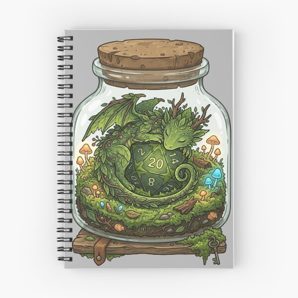 Item preview, D&D Plant Dragon in a Terrarium - Goblincore D20 designed and sold by Retro Mood Co.