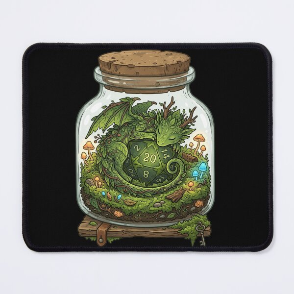 Item preview, D&D Plant Dragon in a Terrarium - Goblincore D20 designed and sold by Retro Mood Co.