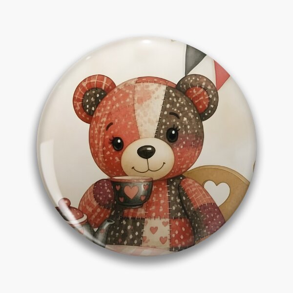 Item preview, Adorable Red and Black Patchwork Bear Tea Party designed and sold by Shelley Loewnau-Jones Studio.