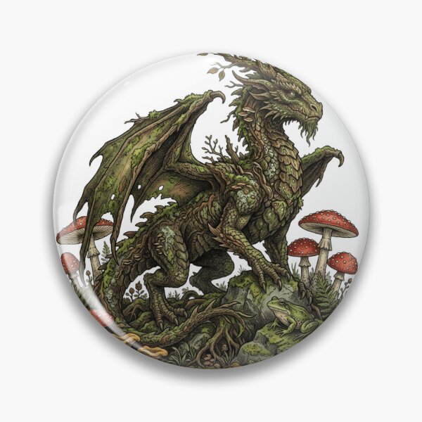 Item preview, Goblincore Mushroom Forest Dragon with Cute Frog designed and sold by Retro Mood Co.