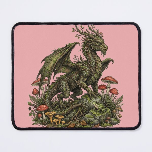 Item preview, Goblincore Mushroom Forest Dragon with Cute Frog designed and sold by Retro Mood Co.