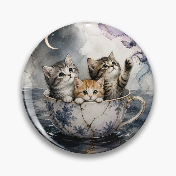 Item preview, Kittens Explore The Ocean in a Tea Cup designed and sold by Shelley Loewnau-Jones Studio.