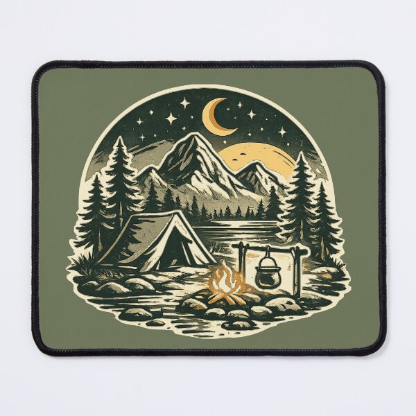 Item preview, Vintage Camping Mountain Night Scene designed and sold by Corvoria.