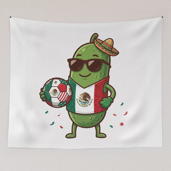 Item preview, Mexico Soccer Pickle Funny Mexican Football Fan Sombrero Graphic designed and sold by Basma Designs | Retro, Kawaii Shirts & Stickers.