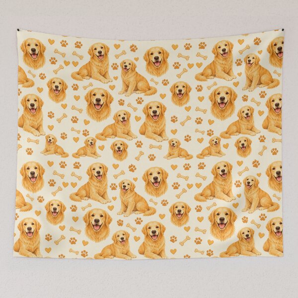 Item preview, Golden Retriever Watercolor Happy Face Seamless Pattern designed and sold by Inkworksbyshery.