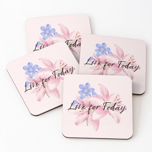 Item preview, Live For Today Pink Lily Watercolour Floral Quote designed and sold by Fantacaroo Designs.