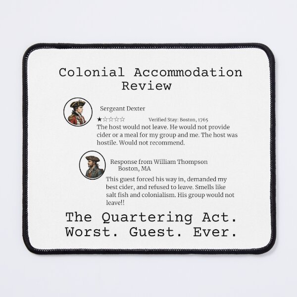 Item preview, Colonial Accommodation Review | The Quartering Act designed and sold by Sundaynights72.