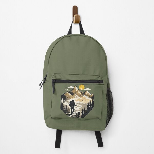 Item preview, Mountain Hiking Sunset Backpacker designed and sold by Corvoria.