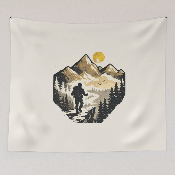 Item preview, Mountain Hiking Sunset Backpacker designed and sold by Corvoria.