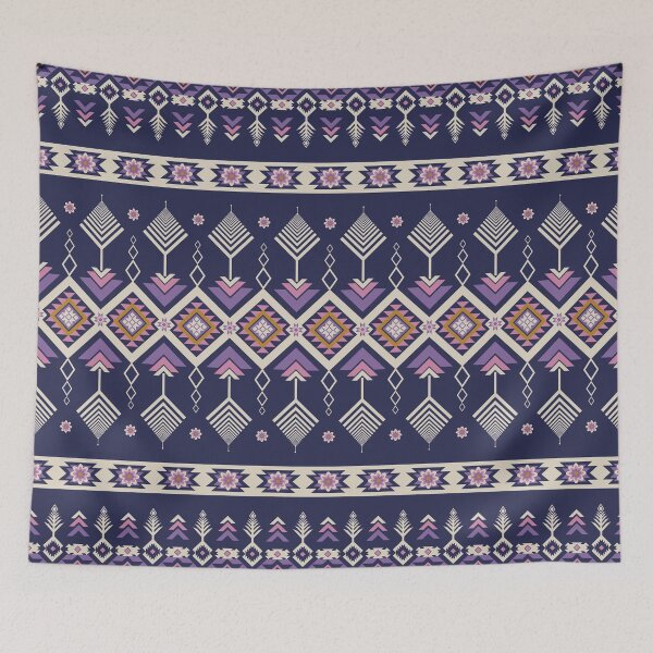 Item preview, Ethnic Aztec Geometric Seamless Pattern Navy Purple Mauve Tribal Folk designed and sold by PSA2543.