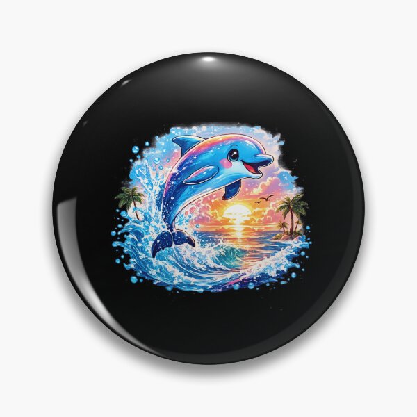 Item preview, Cute Dolphin Sunset Coastal Marine Seaside Life Beach Art designed and sold by MagicSD Designs.