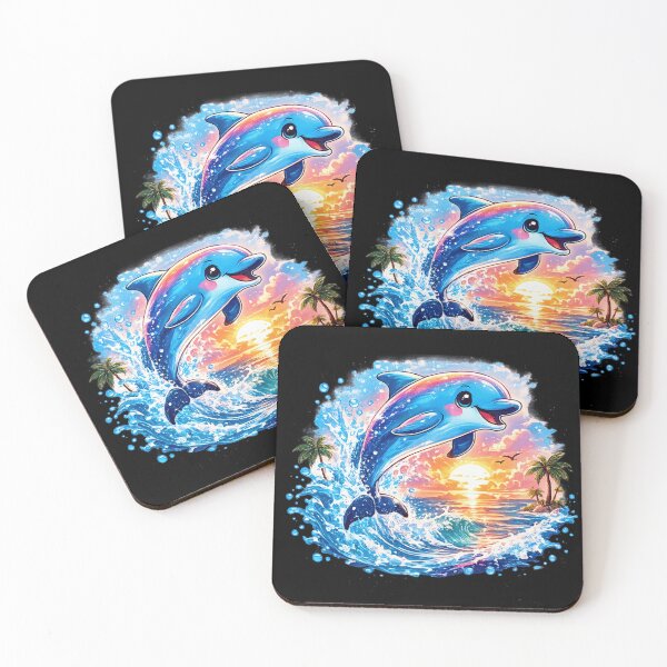 Item preview, Cute Dolphin Sunset Coastal Marine Seaside Life Beach Art designed and sold by MagicSD Designs.
