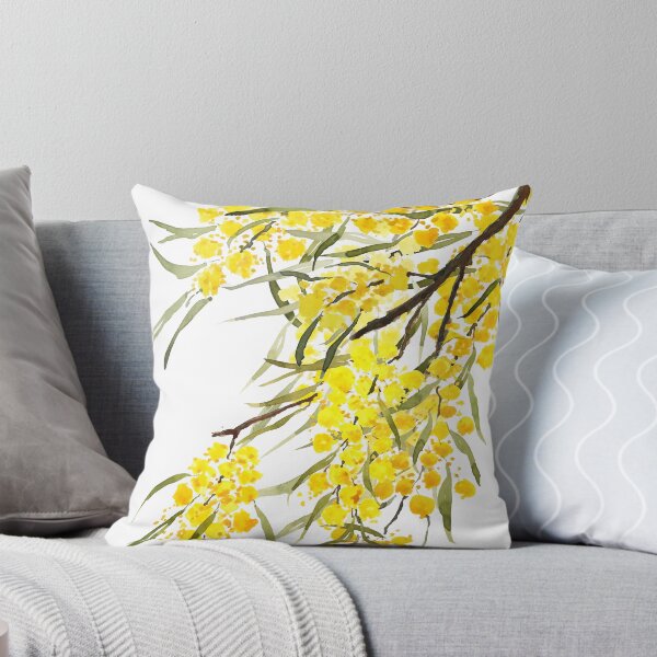 Aperçu de l'œuvre aquarelle de fleur d'acacia dorée peinte à la main créée et vendue par ColorandColor.