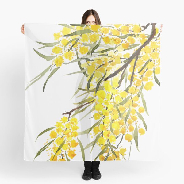 Item preview, hand painted golden wattle flower watercolor designed and sold by ColorandColor.