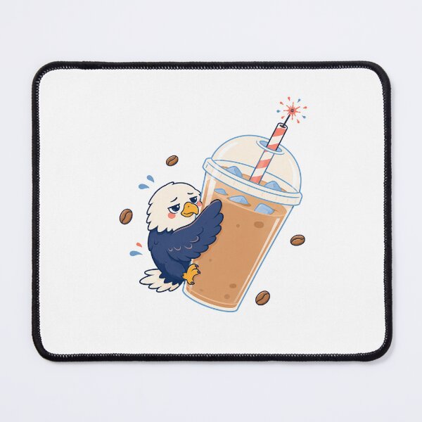 Item preview, Sleepy Bald Eagle Iced Coffee Kawaii Patriot designed and sold by chattsuede.