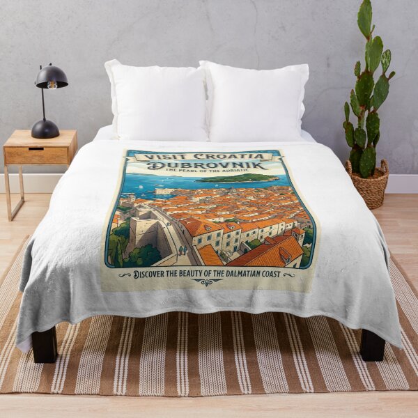 Item preview, Dubrovnik Croatia Vintage Travel Poster | The Pearl of the Adriatic designed and sold by ElartedeNoel.