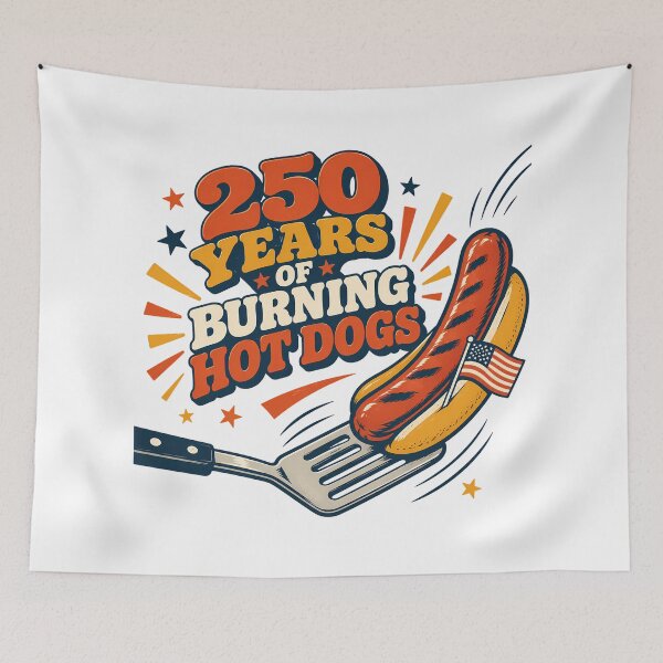 Item preview, 250 Years Burning Hot Dogs Vintage Patriotic BBQ designed and sold by chattsuede.