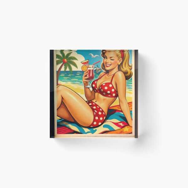 Item preview, Summer Love Pin Up Girl Vintage Beach designed and sold by JonelleTshirts.