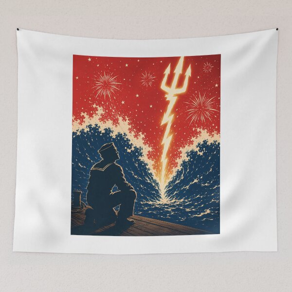 Item preview, Retro Navy Sailor Patriotic Lightning Trident designed and sold by chattsuede.