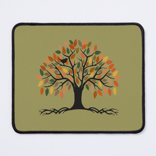 Item preview, TREE OF LIFE, EARTHY AUTUMN COLOR LEAVES, BLACK BIRD, BOHO NATURE ART designed and sold by classic car craze.