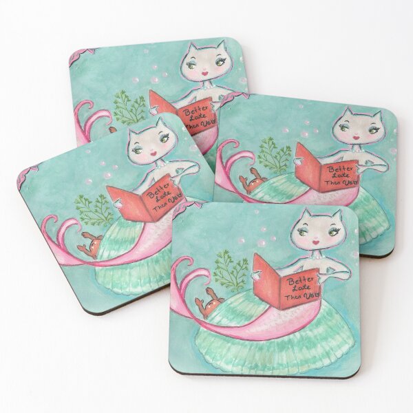Item preview, Whimsical cat mermaid cat artwork designed and sold by RosaLL.