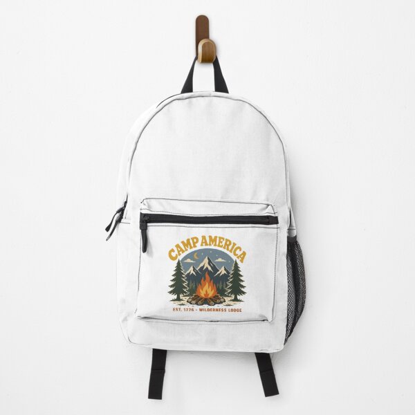 Item preview, Retro Wilderness Camp Badge Patriotic Outdoor Adventure designed and sold by chattsuede.