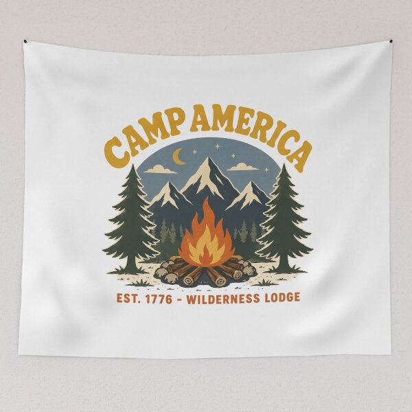 Item preview, Retro Wilderness Camp Badge Patriotic Outdoor Adventure designed and sold by chattsuede.