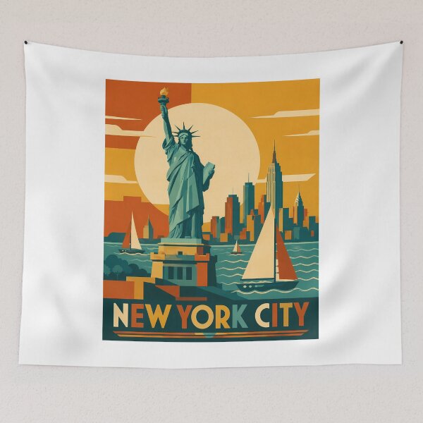 Item preview, Retro New York City Sunset Vintage Travel Decor designed and sold by chattsuede.
