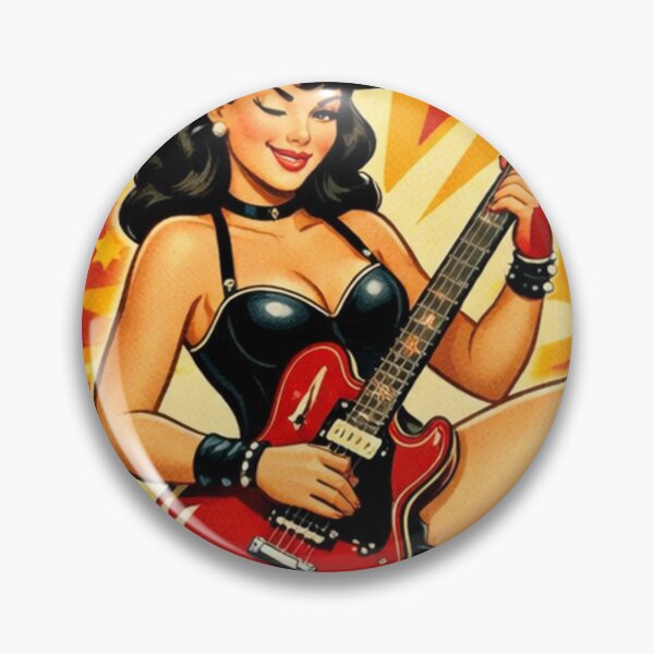Item preview, Rocker Girl Pin Up Guitar Retro Vintage designed and sold by JonelleTshirts.