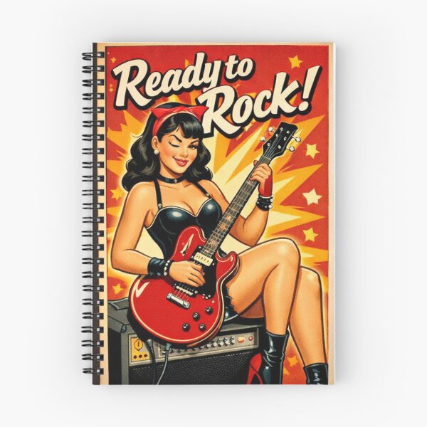 Item preview, Rocker Girl Pin Up Guitar Retro Vintage designed and sold by JonelleTshirts.