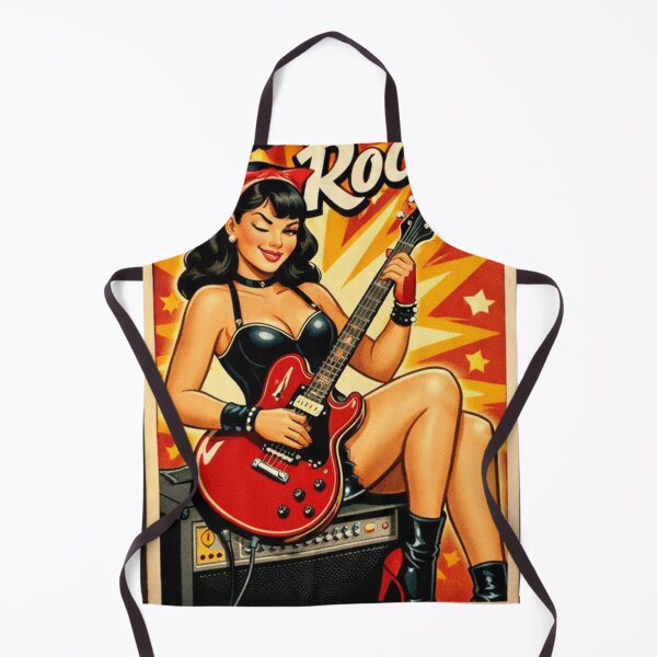 Item preview, Rocker Girl Pin Up Guitar Retro Vintage designed and sold by JonelleTshirts.
