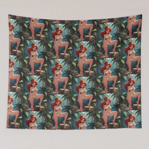 Item preview, Jungle Pinup Redhead Fantasy Art designed and sold by HappyOops.