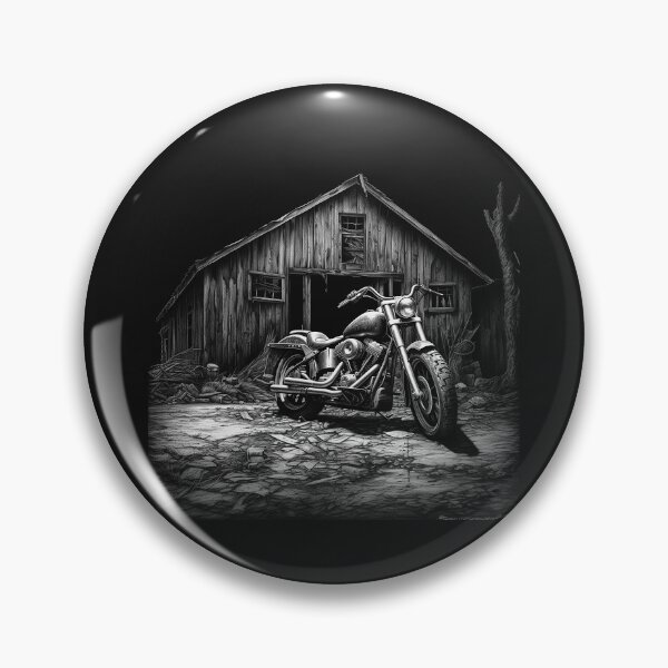 Item preview, Black and White Motorcycle Old Barn Rustic Art designed and sold by inkoutninja.