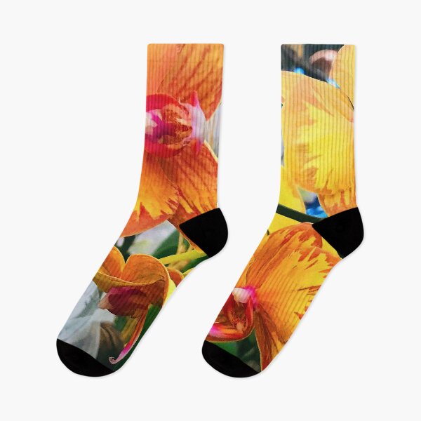 Item preview, Tropical Vibrant Yellow Orange-Red Orchid Flowers designed and sold by DEC02.