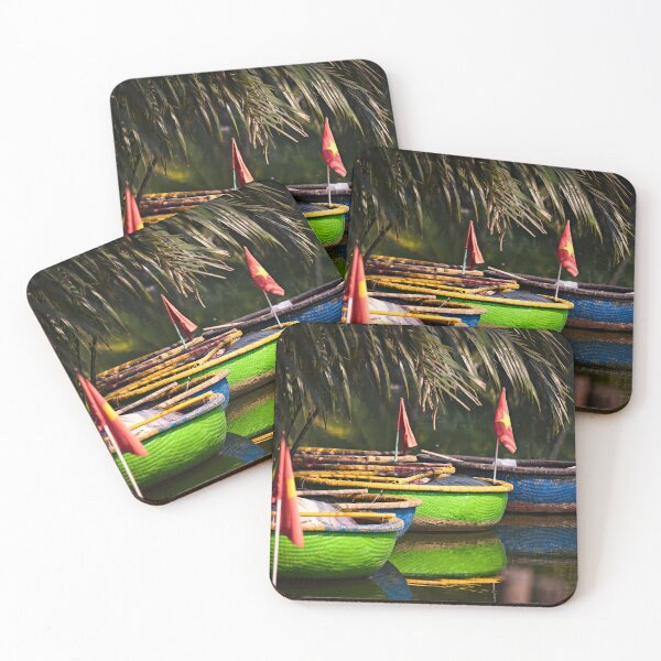 Item preview, Colorful round boats on a peaceful river designed and sold by franck380.