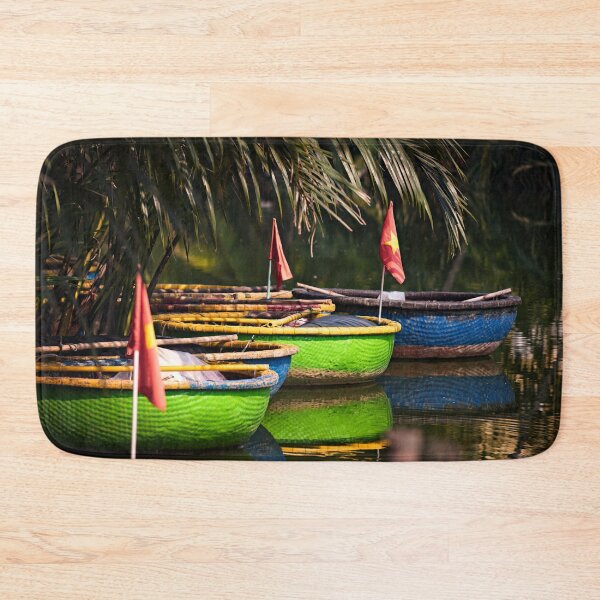 Item preview, Colorful round boats on a peaceful river designed and sold by franck380.