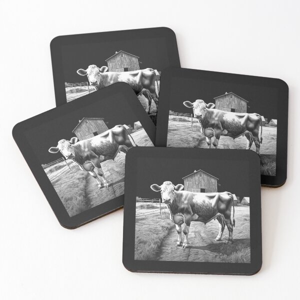 Item preview, Black and White Cow Farm Barn Rustic Art designed and sold by inkoutninja.