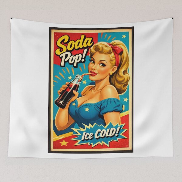 Item preview, Soda Girl Pin Up Vintage Poster designed and sold by JonelleTshirts.
