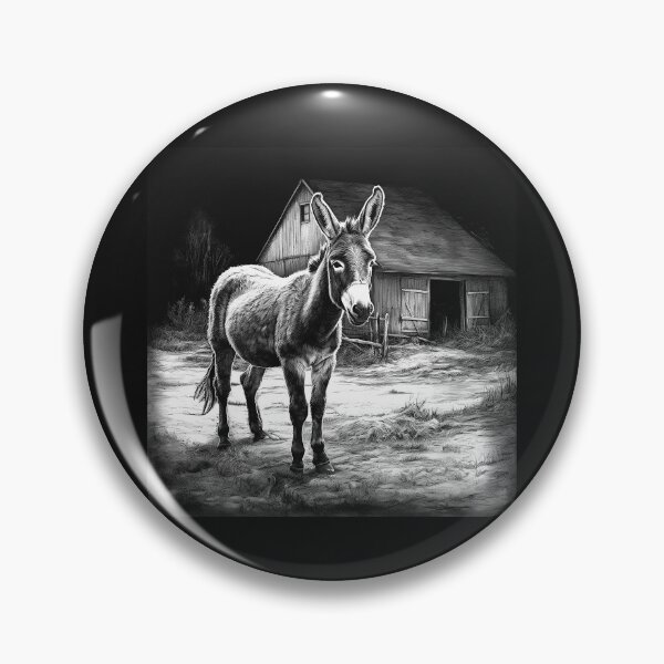 Item preview, Black and White Donkey Farm Barn Rustic Art designed and sold by inkoutninja.