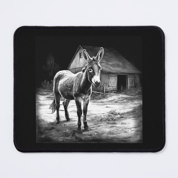 Item preview, Black and White Donkey Farm Barn Rustic Art designed and sold by inkoutninja.