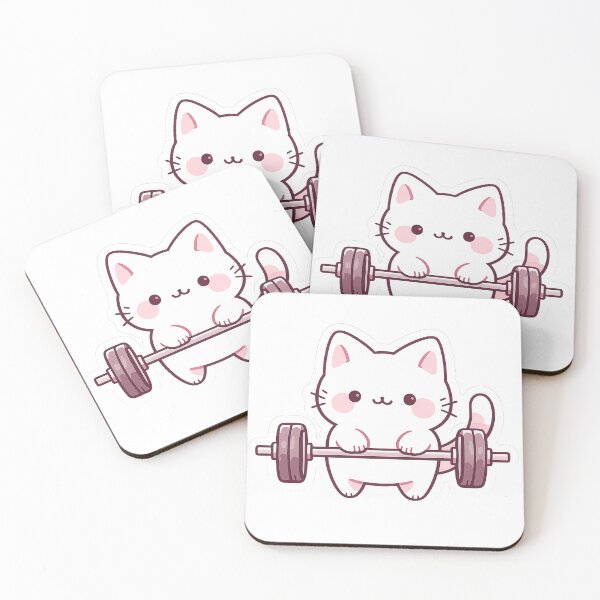 Item preview, Cute Pastel Cat Lifting Barbell Gym Kitten designed and sold by Digistore1221.