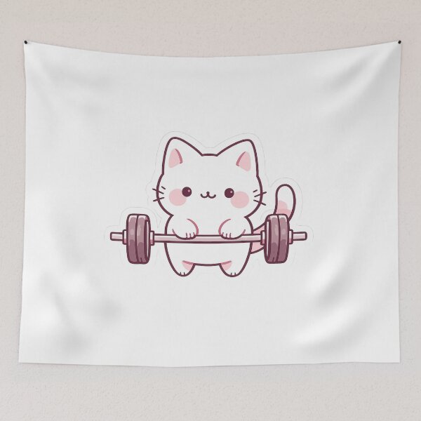 Item preview, Cute Pastel Cat Lifting Barbell Gym Kitten designed and sold by Digistore1221.