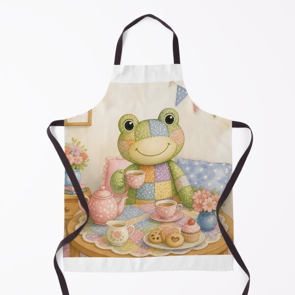 Item preview, Green Patchwork Frog Tea Party designed and sold by Shelley Loewnau-Jones Studio.