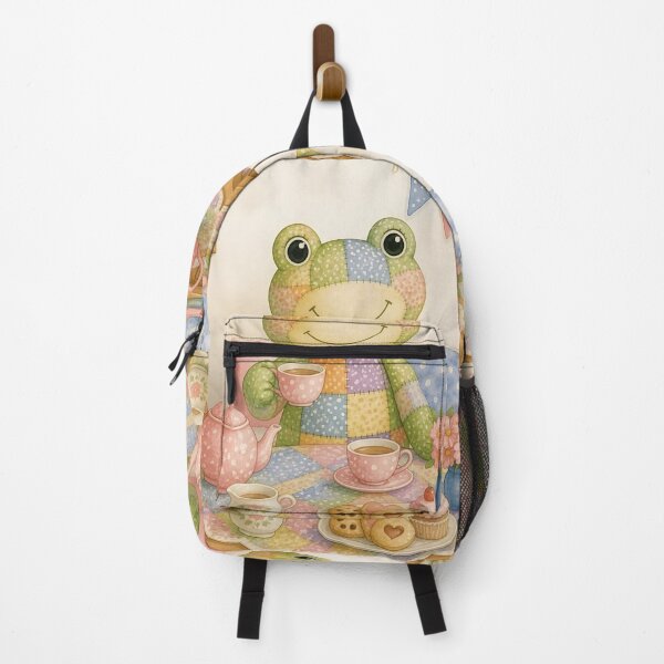 Item preview, Green Patchwork Frog Tea Party designed and sold by Shelley Loewnau-Jones Studio.
