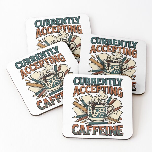 Item preview, Currently Accepting Caffeine — Retro Teacher Humor designed and sold by PlushFutura.