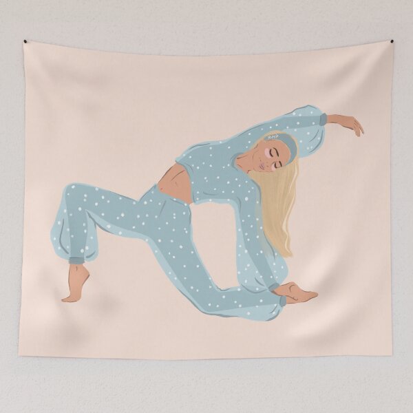 Item preview, Woman in Blue Doing Yoga Pose With Eye Mask designed and sold by zmp-art.